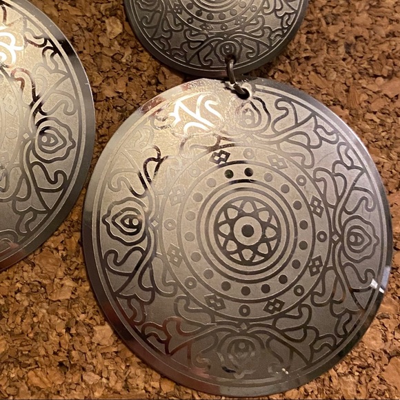 Silver Aztec Earrings - Picture 2 of 2